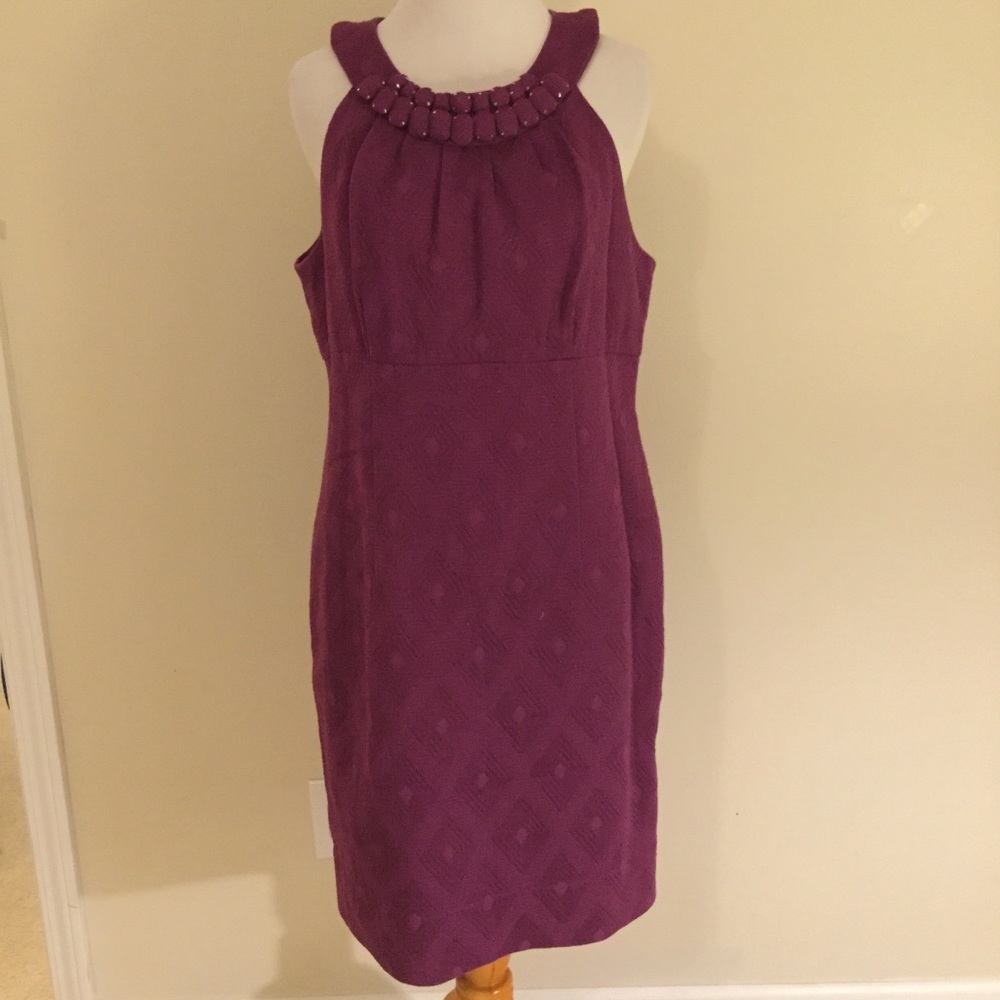 Just Taylor purple sheath dress beaded neckline 12